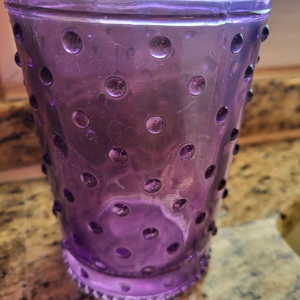 Lilac Purple #41 Hobnail Glass 5 × 3.5 In Candle Holder Or Tumbler